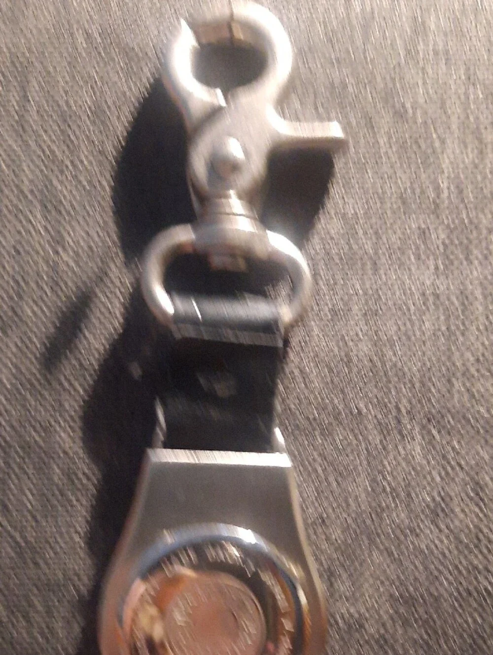 Men's Black Strap Silver Clip-On Watch Keychain